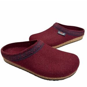 Stegmann Wool Felt Cork Clog Womens 7.5 Red Slip On Indoor Outdoor Timeless